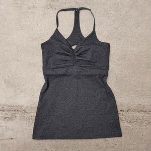 Beyond Yoga Heathered Charcoal Tank Ring Back Detail Size L